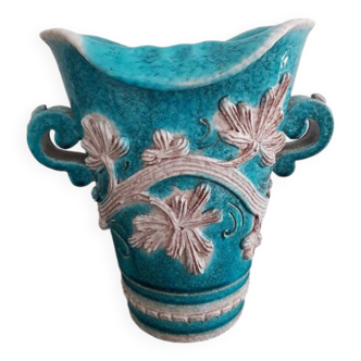 Blue baroque ceramic vase