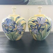 Paire de pieds de lampes italiennes décor iris