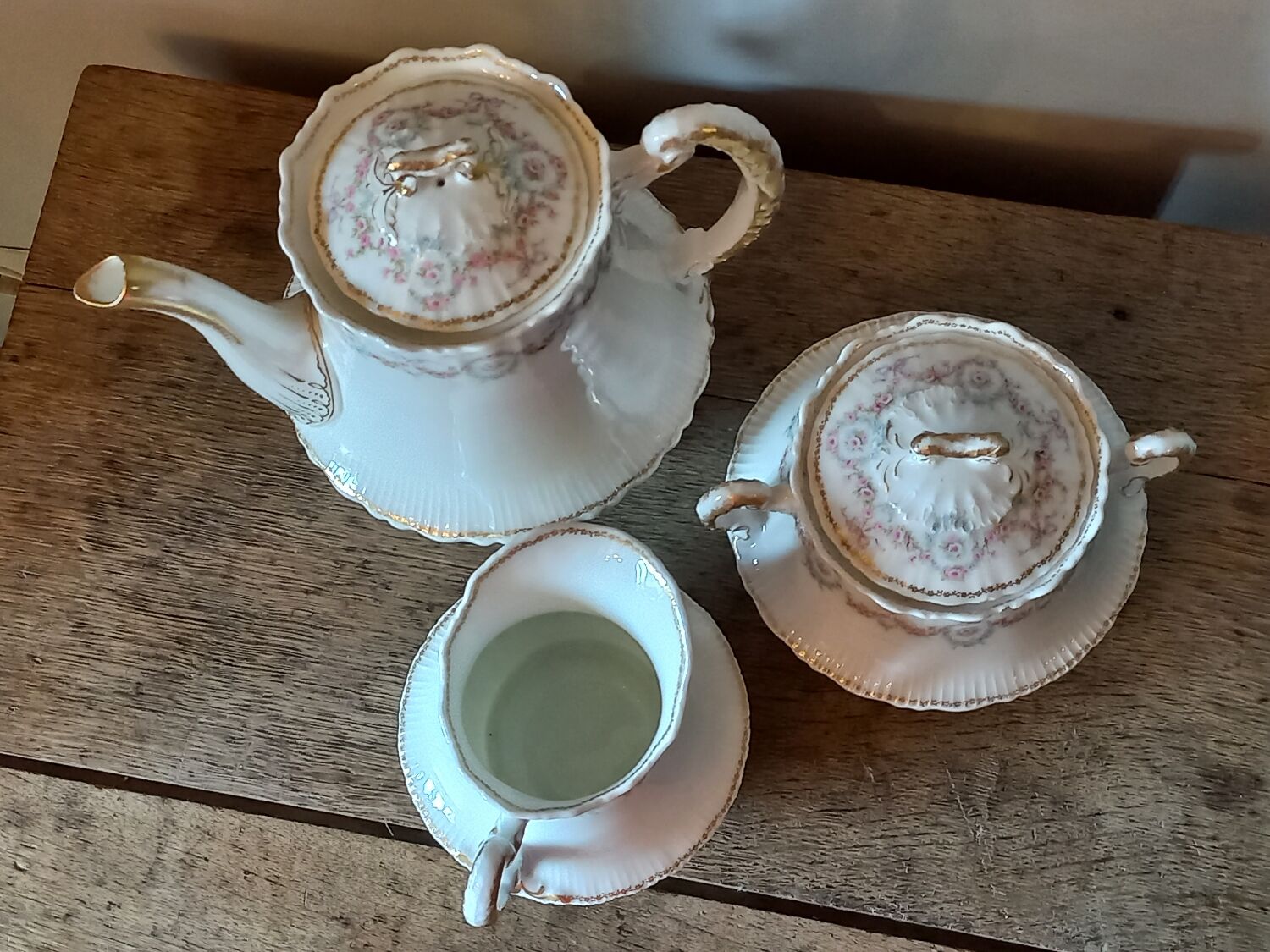 Tea service coffee porcelain Limoges Émile Bourgeois old 19th 20th