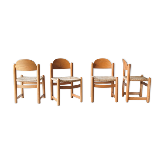 Set de 4 chaises paillées par Hank Loewenstein, Italie 1970