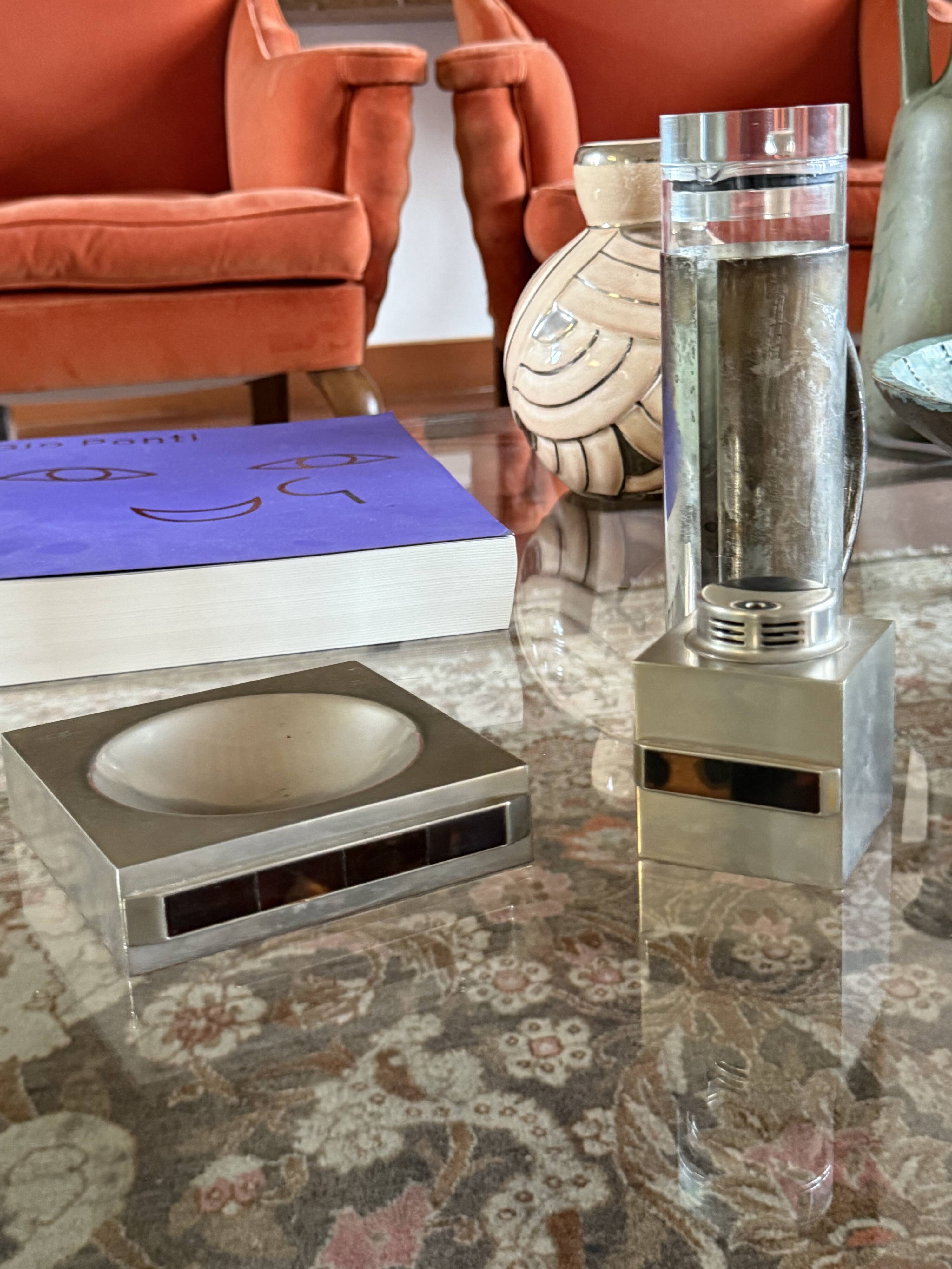 Table top smoking set, ashtray and table lighter, Italy 1970