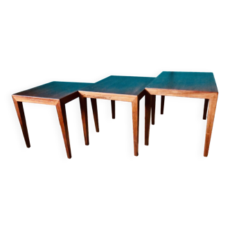 Trois tables d'appoint en palissandre de Séverin Hansen. Danemark 1965