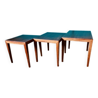Three rosewood side tables by Séverin Hansen. Denmark 1965