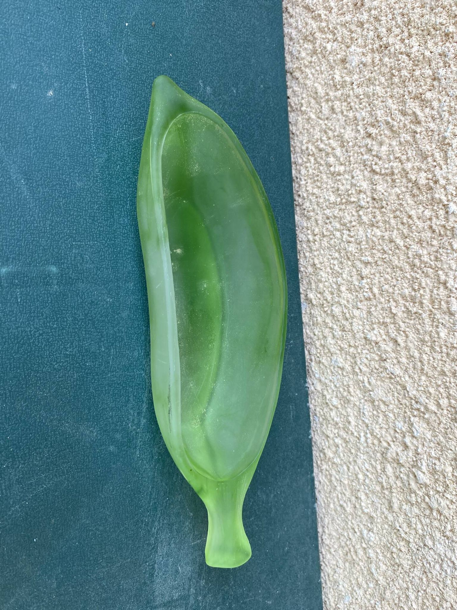 Superb Vintage Frosted Green Glass Bowl / Catchall