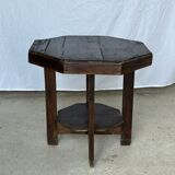 Pedestal table or small octagonal side table quadripod base with modernist spacer