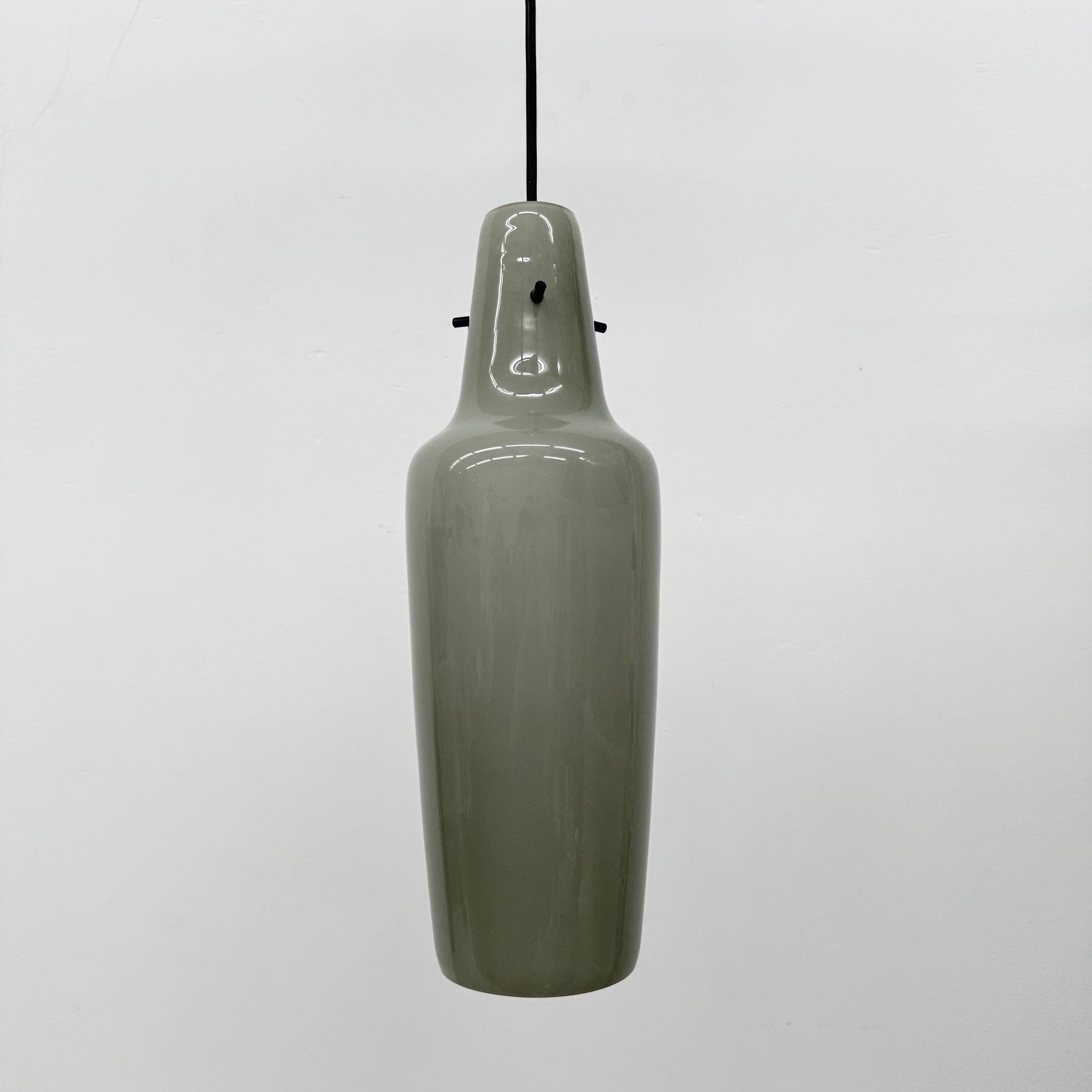 Mid-century grey glass pendant hanging lamp , 1960s Scandinavian