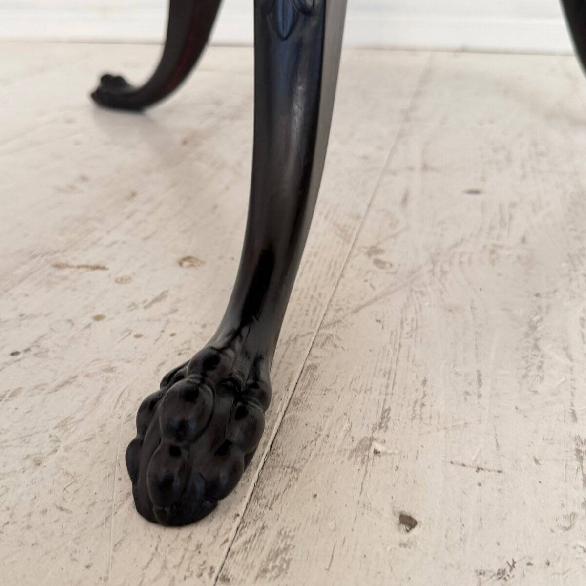 Carved vintage tripod side table, 1940s