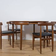 Mid-Century Teak Dining Table & Chairs by Hans Olsen for Frem Røjle, 1960s, Set of 5