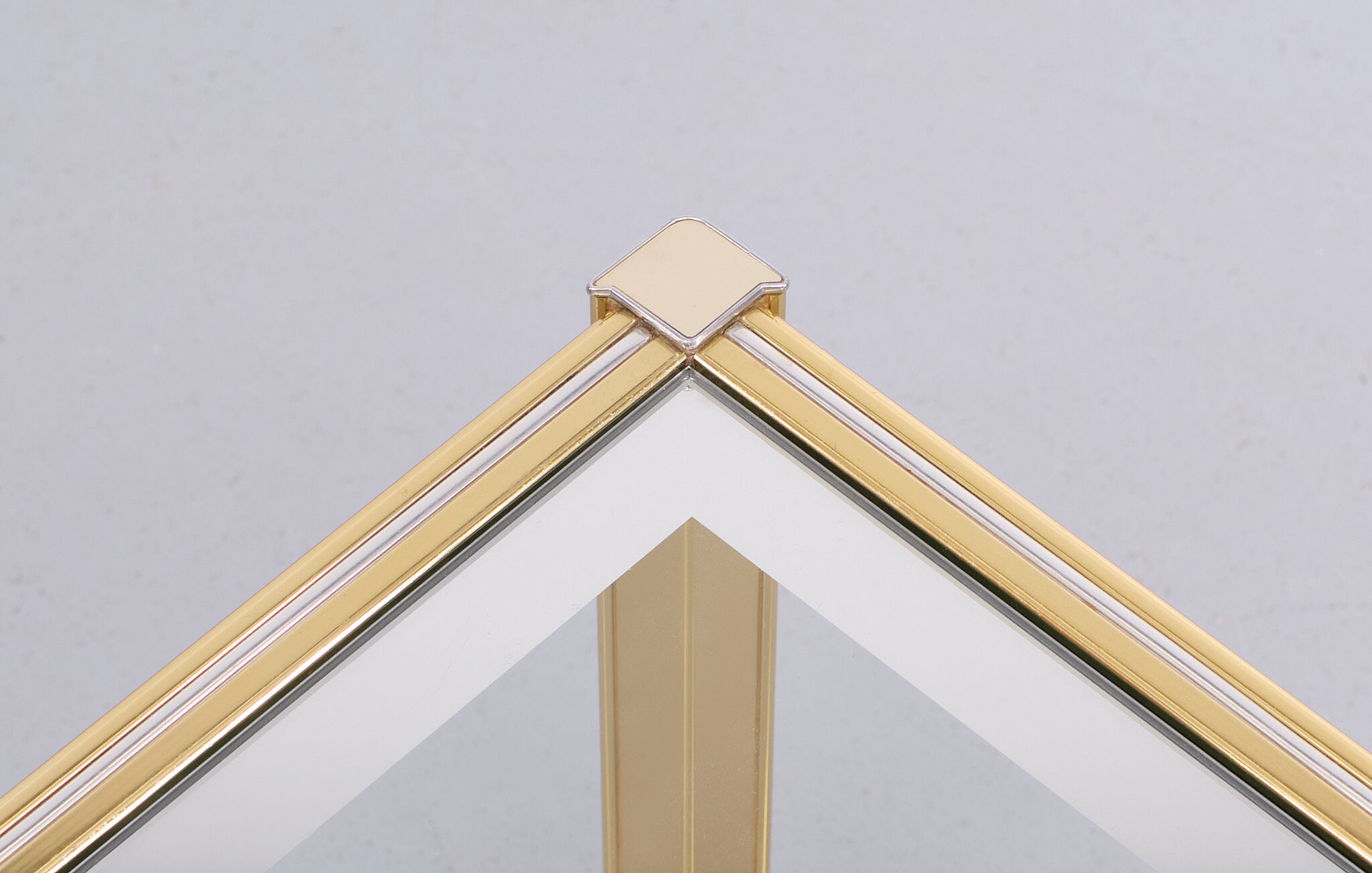 Hollywood regency brass side mirror side table, 1970s