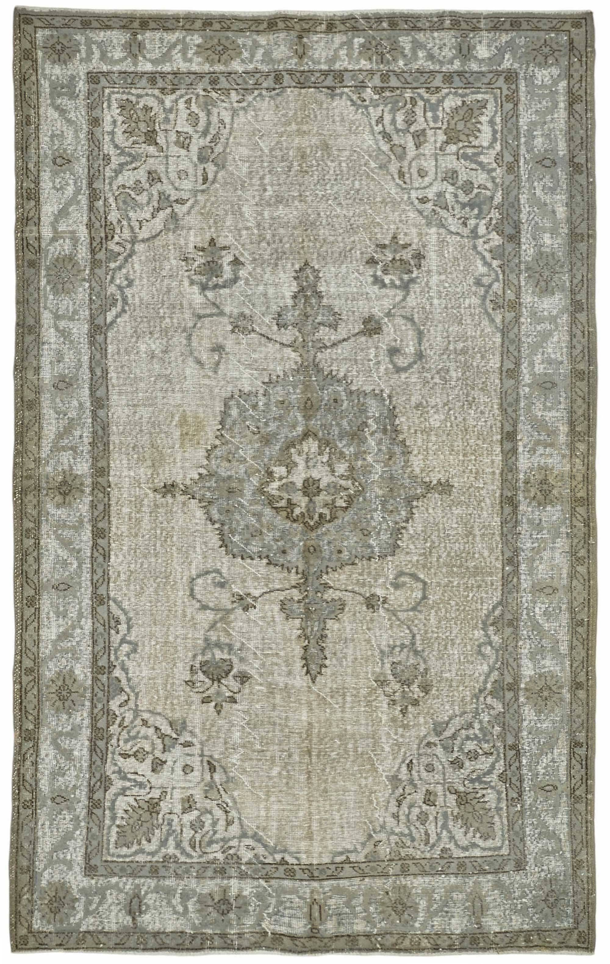 Overdyed Wool Vintage Handmade Carved Rug 173 cm x 272 cm