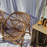 Pair of vintage rattan armchairs