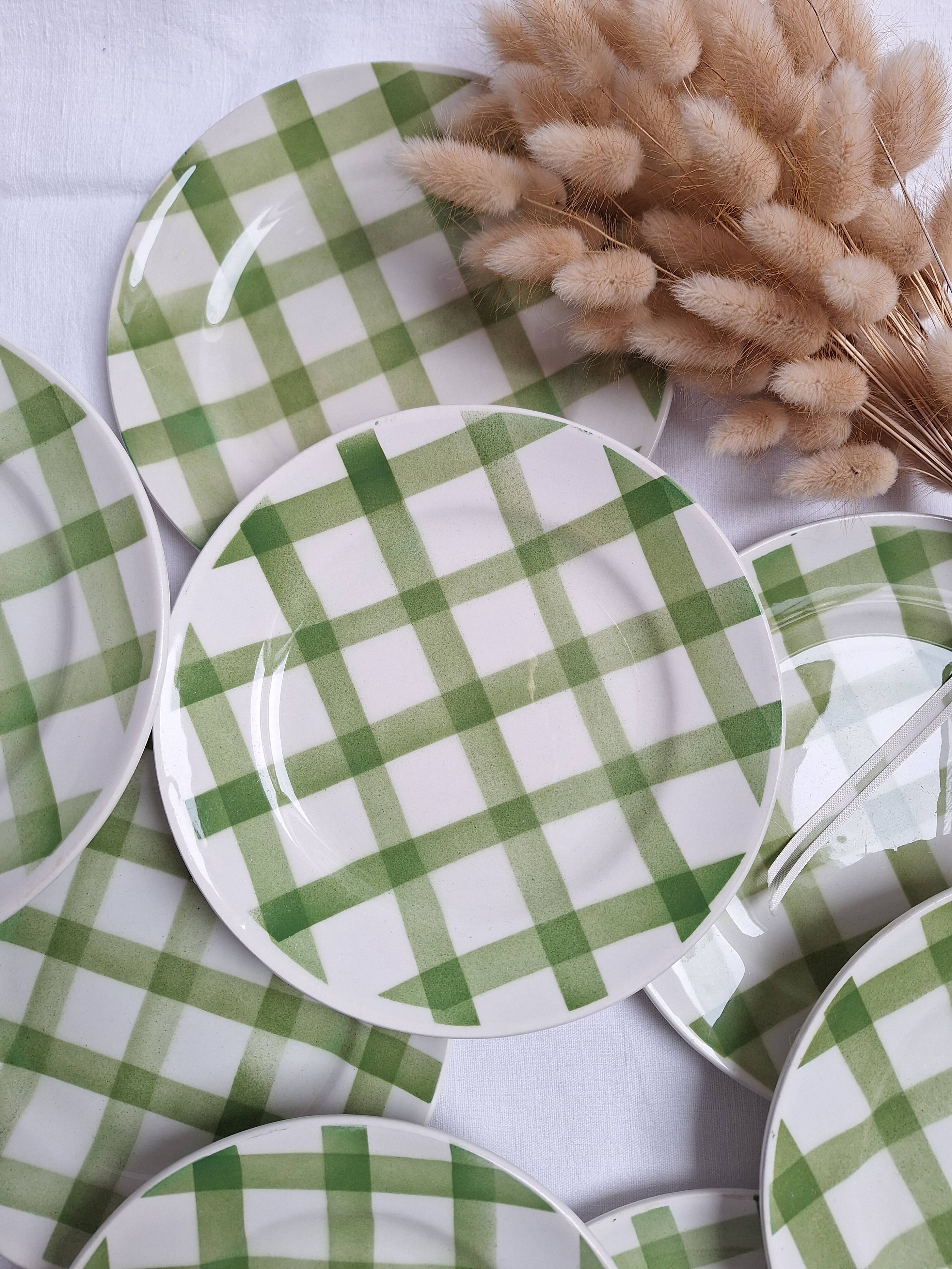Assiettes à dessert Moulin des Loups - Modèle Nappe vert