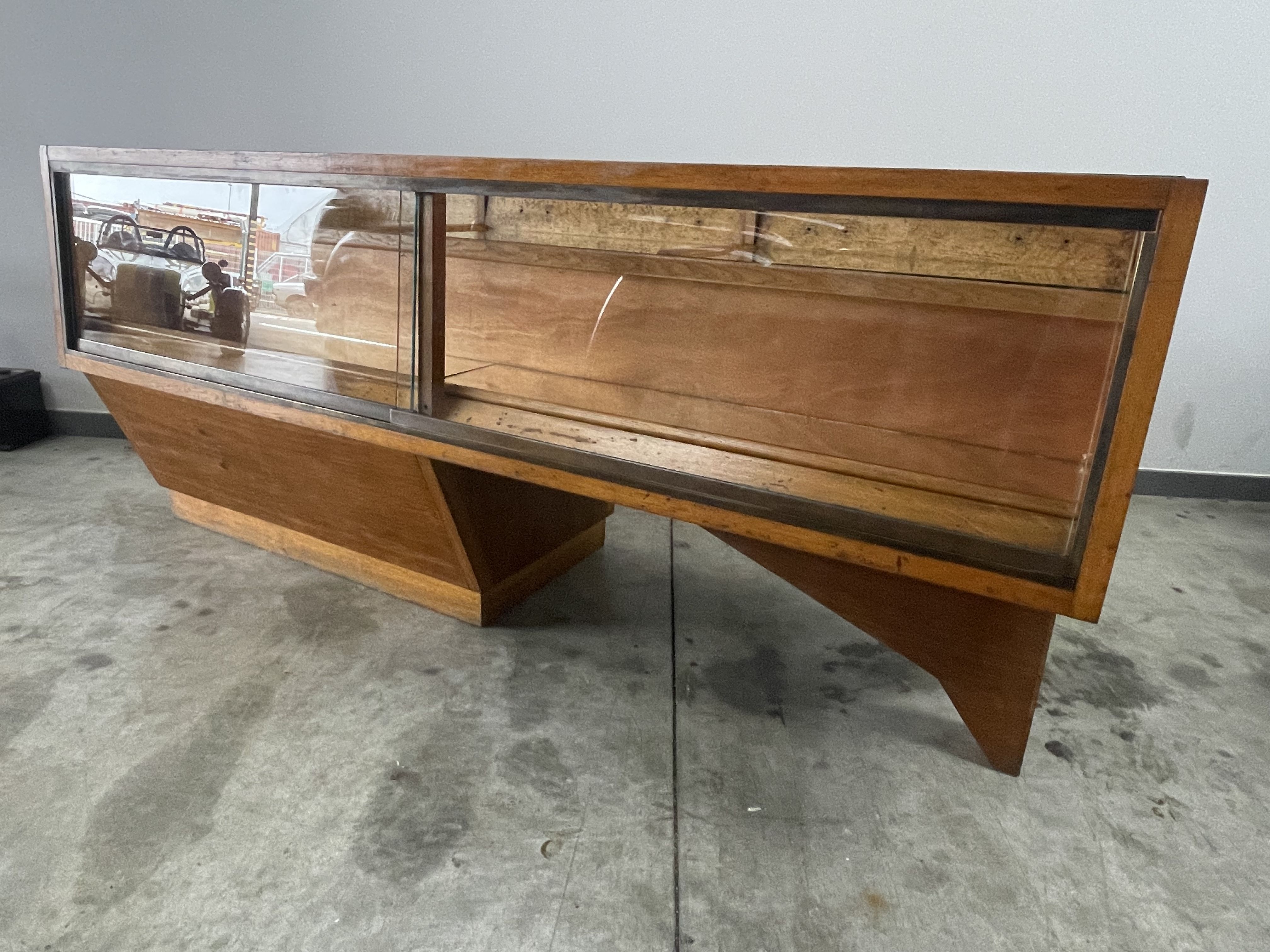 2 Showcases furniture of loom with drawers oak wood jewelry Art Deco 1930' compass feet