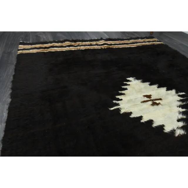 1970s Vintage Turkish Oushak Handmade Wool Cotton Brown Area Rug 146x168