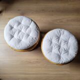 Pair of rattan poufs