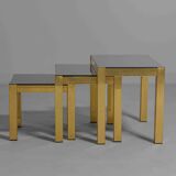 Set of 3 brass regency nesting tables, Belgium 1980s