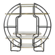 Sculptural Circular Étagère in Blackened Steel, Gold-Plated Metal and Glass
