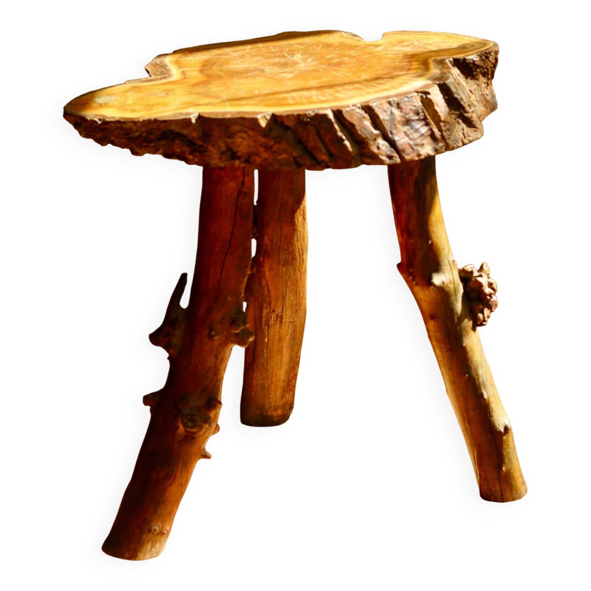 Brutalist side table in oak, 1950s-60s.