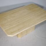 Table basse en travertin, Italie années 70-80