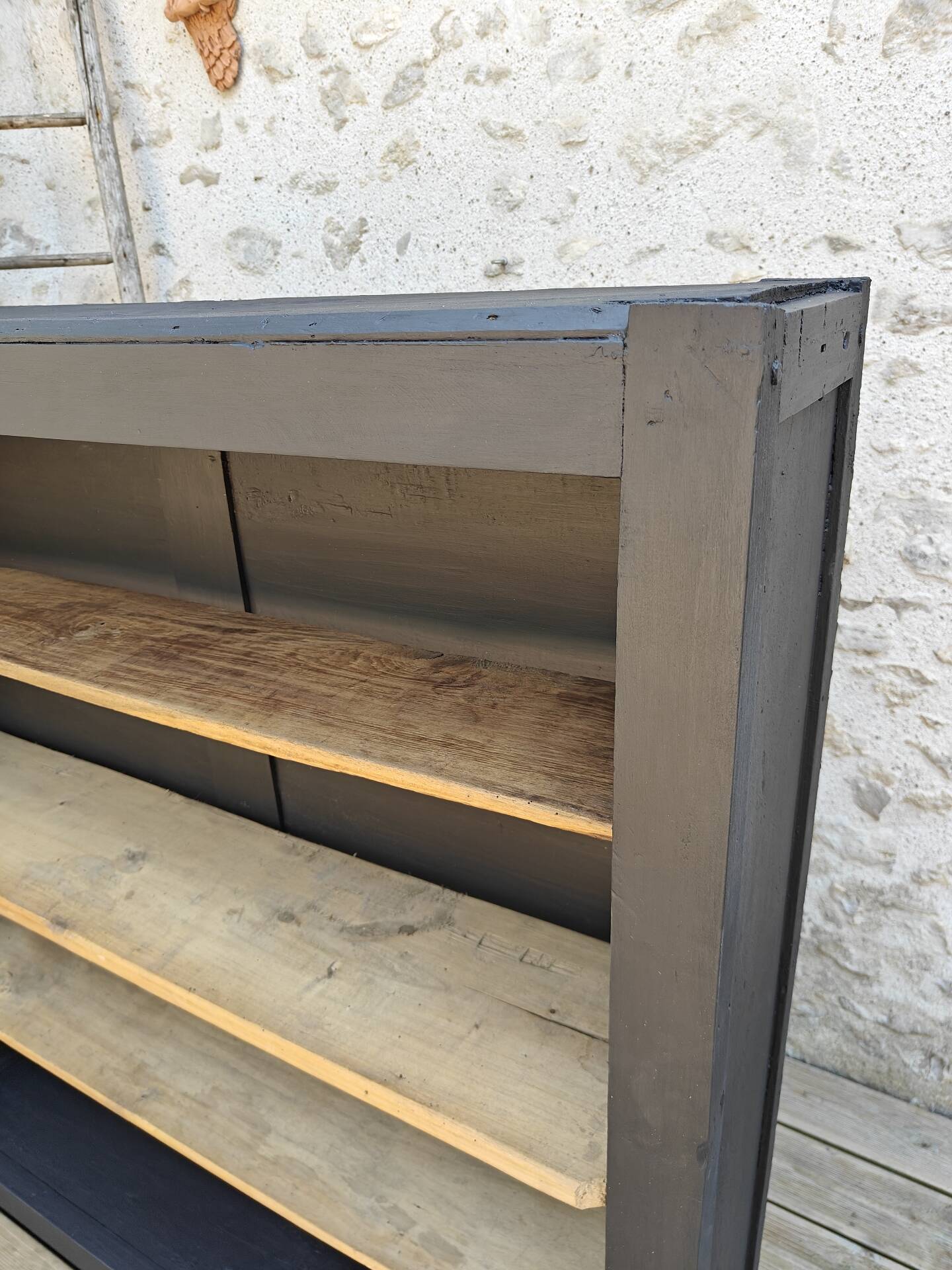 Library, restored antique shelf