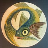 Catalan ceramic dish puigdemont fish earth enamel varnished fish