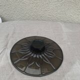 Brown glass cup vintage floral pattern