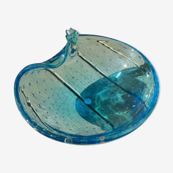 Vide poche forme coquillage Murano cristal bleu