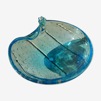 Murano crystal blue empty pocket shell shape