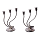 Pair of art deco candlesticks in stainless steel 3 flames, Spain, 1970
