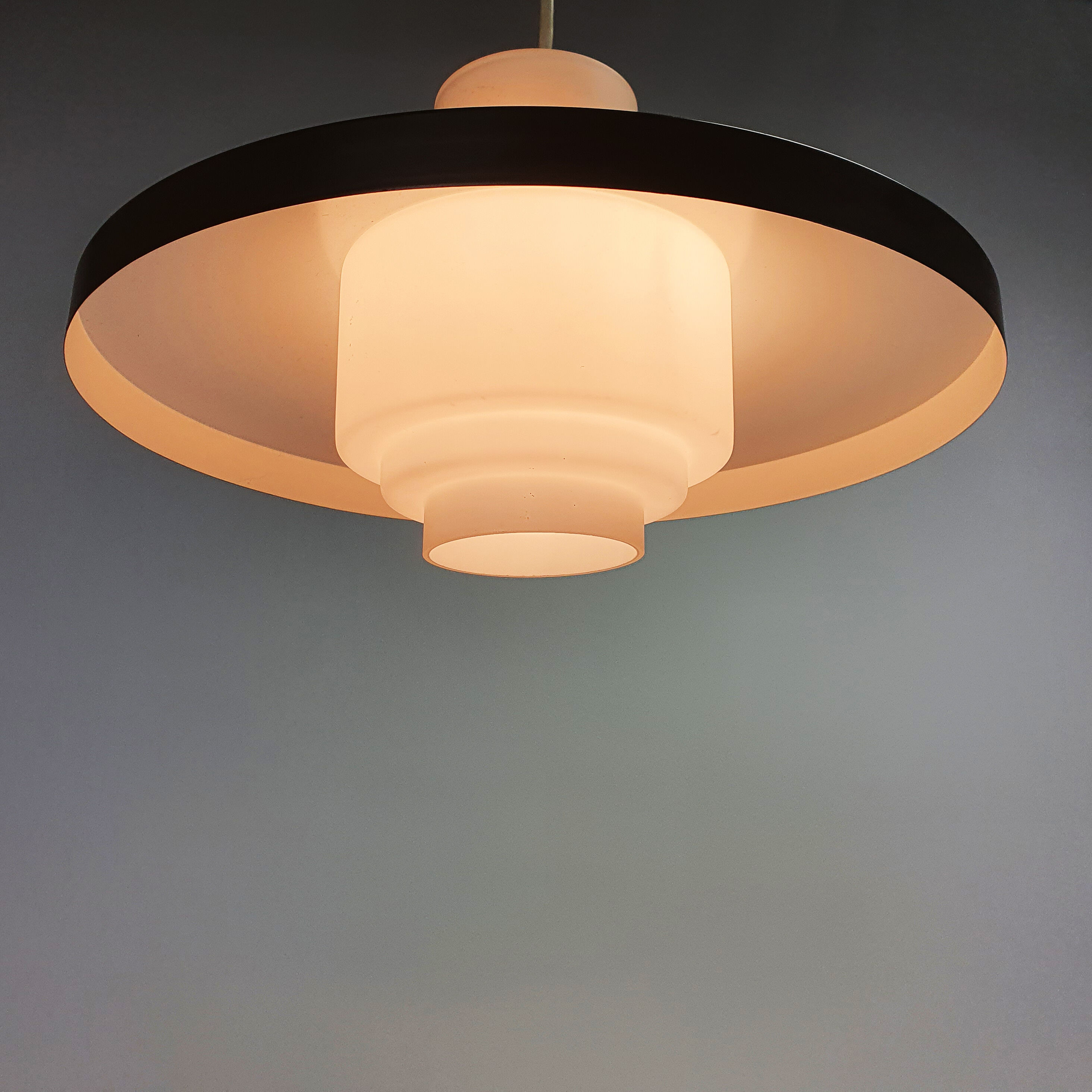 Mid century pendant by Philips with opaline glass, 1960s