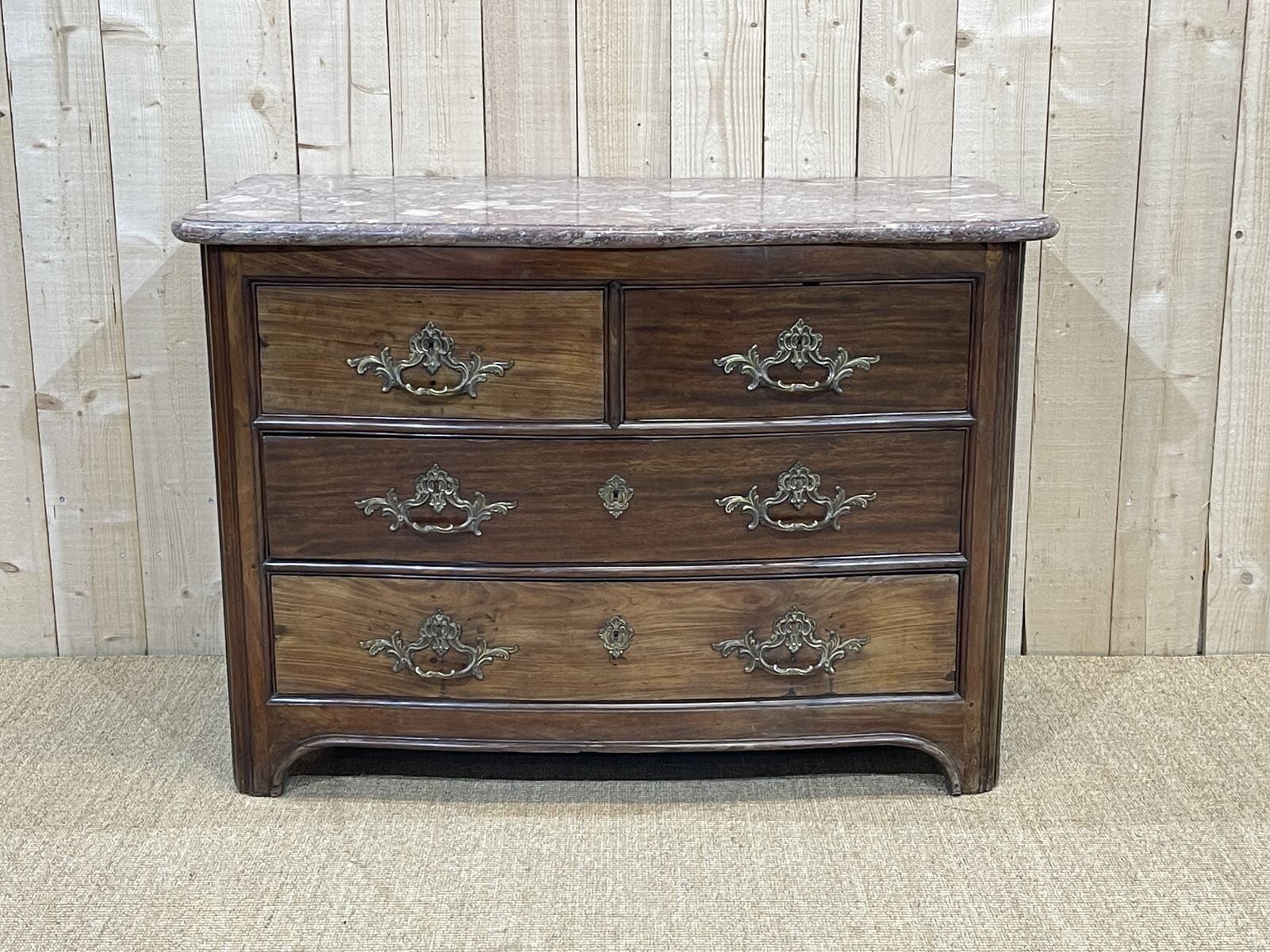 Regency period chest of drawers in amaranth and marble top - 18th century