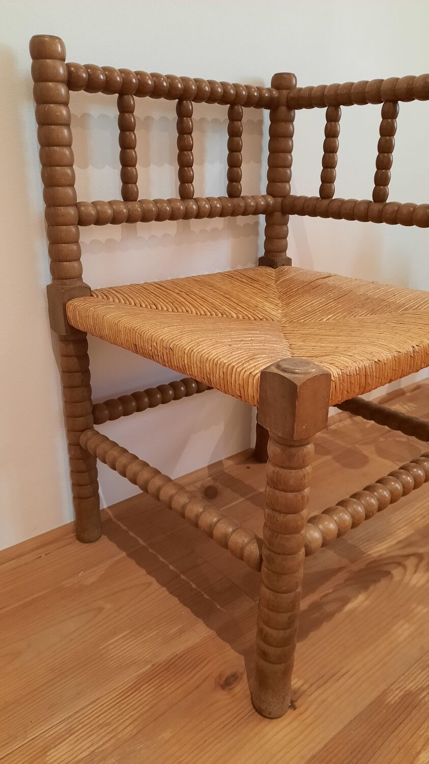 Turned wooden corner chair