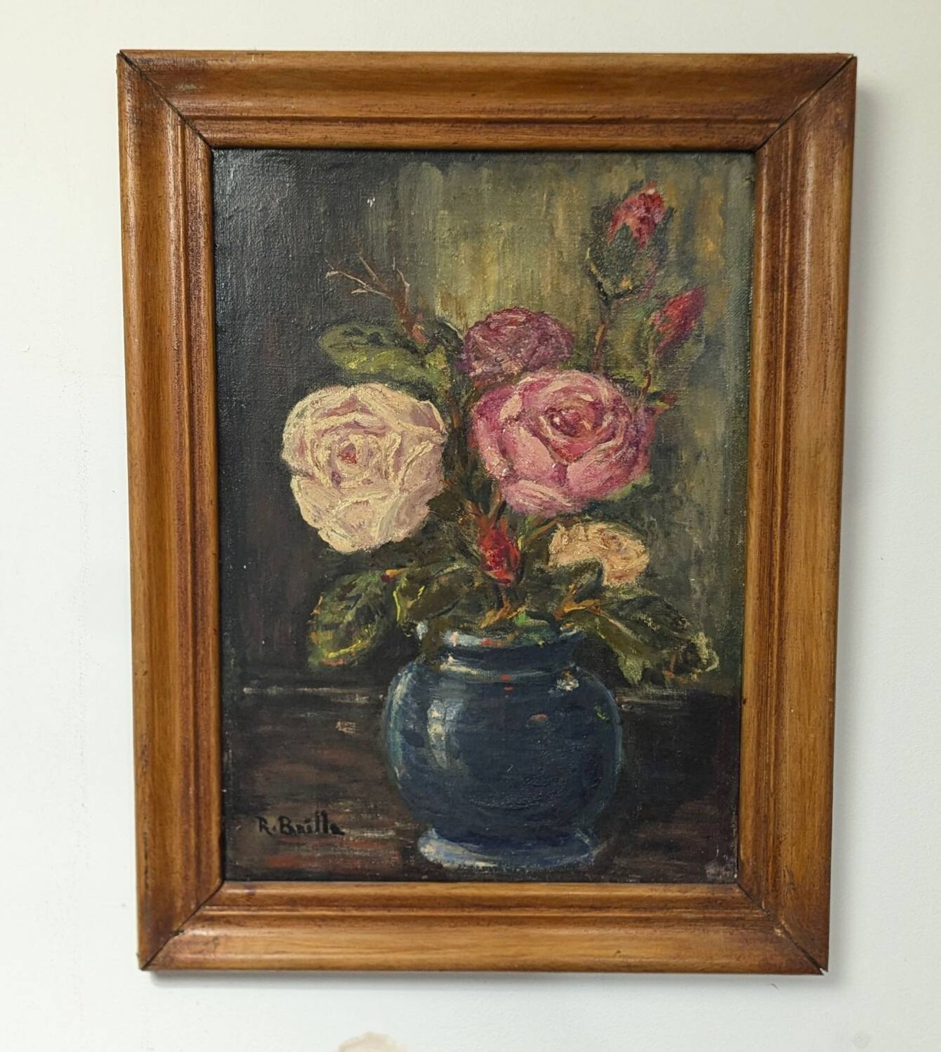HST PAINTING signed Bouquet of Flowers Still Life