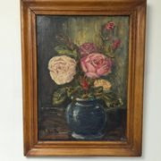 HST PAINTING signed Bouquet of Flowers Still Life