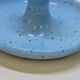 Light blue glazed ceramic candle holder with green speckled signed scorpion stamp