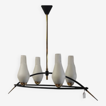 Modernist 4-light chandelier by Gaston Fossati for Atelier d'Art d'Uzès - 1950s