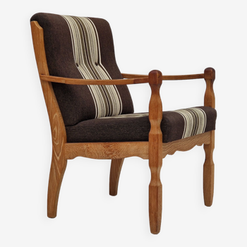 1970s, Danish design, oak wood armchair in furniture wool.