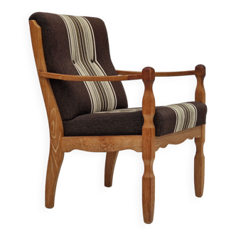 1970s, Danish design, oak wood armchair in furniture wool.