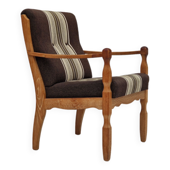 Années 1970, design danois, fauteuil en bois de chêne en laine de meubles.