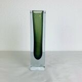 Sommerso Murano green vase 25 cm, soliflore, vintage