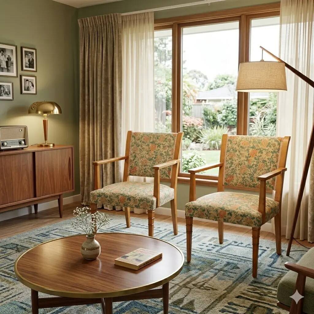 Pair of vintage armchairs from the 1950s in wood and fabric, Italy.