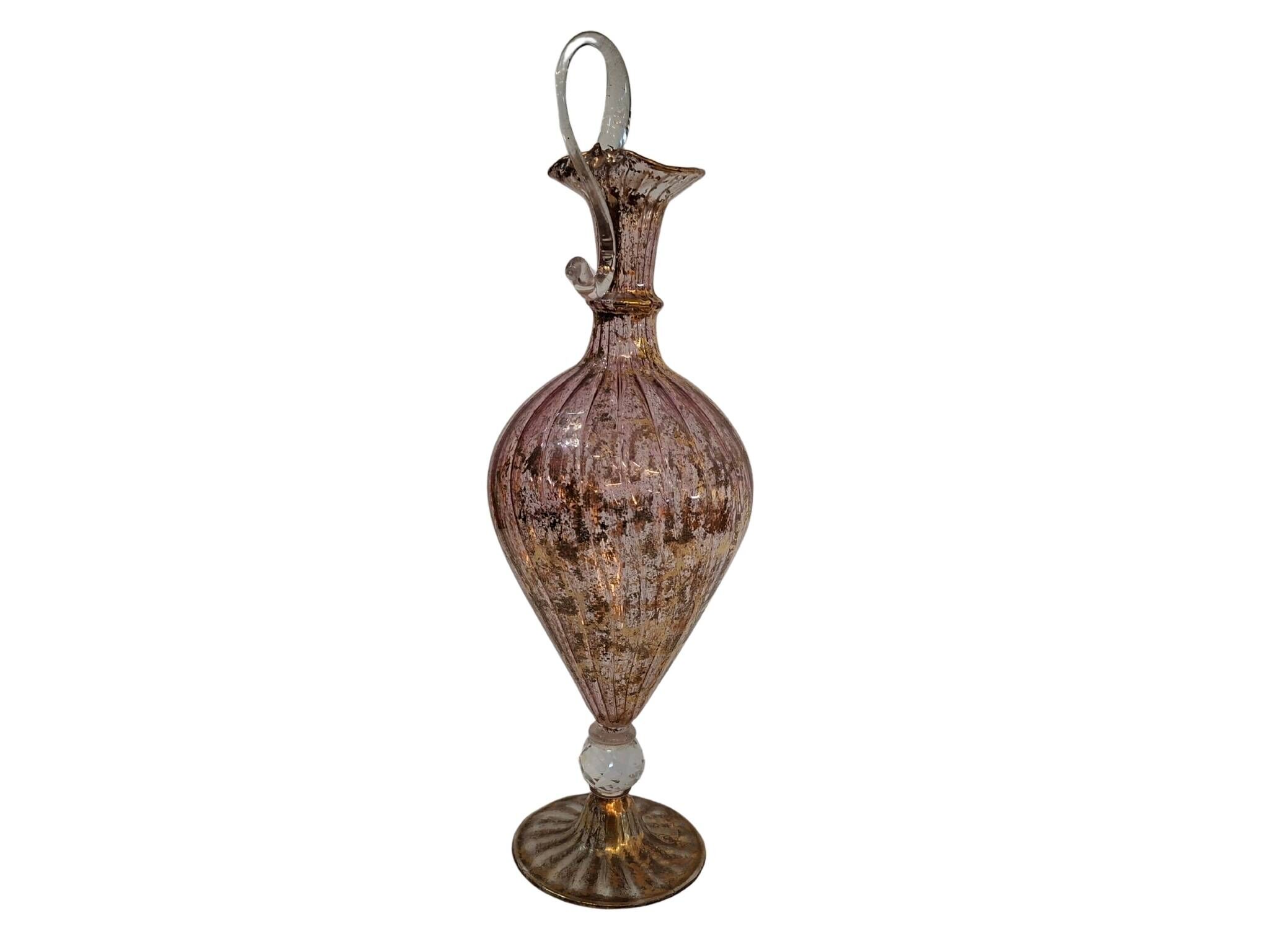 Elegante Ampolla in Vetro di Murano Rosa e Decori Dorati – Lavorazione Arti