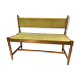 Banc hêtre et paille des années 70