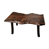 Table basse en bois brutaliste, primitive