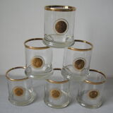 Set of 6 old bourbon whiskey glass 1970s décor Napoleon Veneta