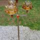 1970s design floor lamp in chrome metal with gold and orange, featuring 4 glass tulips.