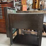 Old vintage industrial filing cabinet on wheels