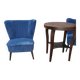 Paire de chaises cocktail bleues en tissu et bois, années 1950 Mid-Century