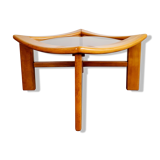 Square coffee table in wood and smoked glass