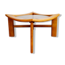 Table basse carrée en bois et verre fumé